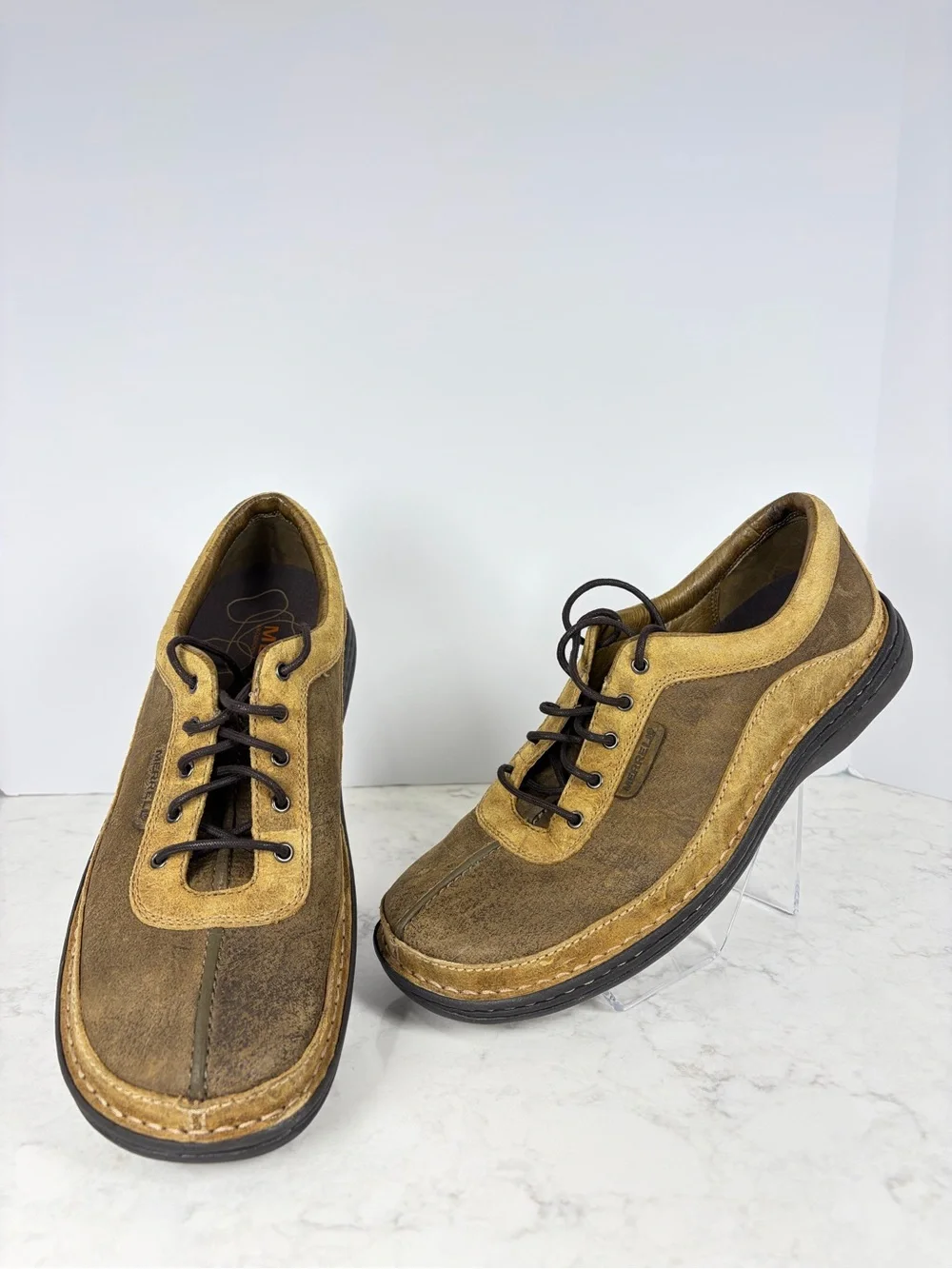 Merrell Men's Two-Tone Brown & Tan Suede Casual Lace-Up Shoes